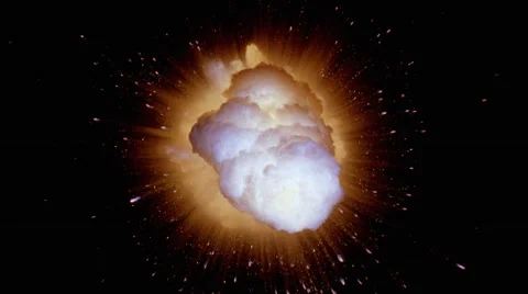 Explosion with debris and colored smoke cloud changing to black Stock Footage 59523605