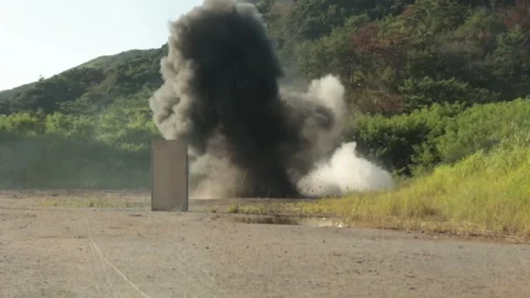 Explosion at demolition range  Video stock 288190577