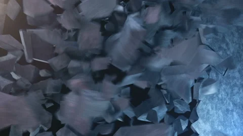 Explosion destroys the wall, broken concrete wall. Fragments of concrete wall Stock Footage 98582721