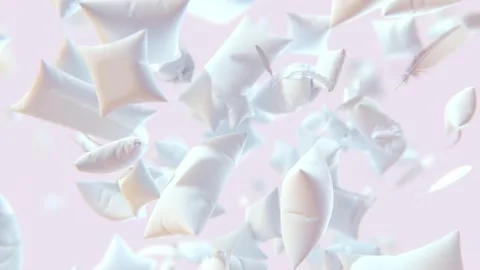 Explosion of down pillows and feathers Stock Footage 264771347