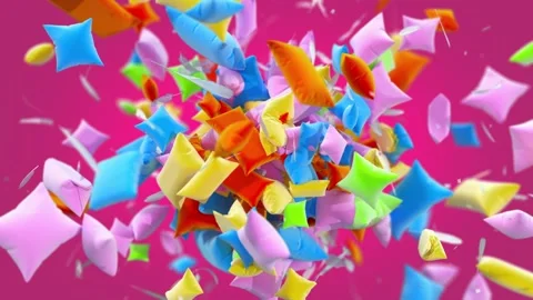 Explosion of down pillows and feathers Stock Footage 264827986