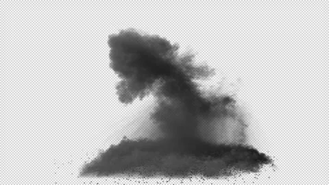 Explosion of dust particles side view, transparent background Stock Footage 289709650