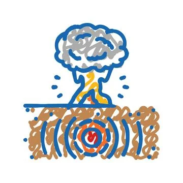 Explosion earthquake disaster icon doodle illustration Ilustración de archivo