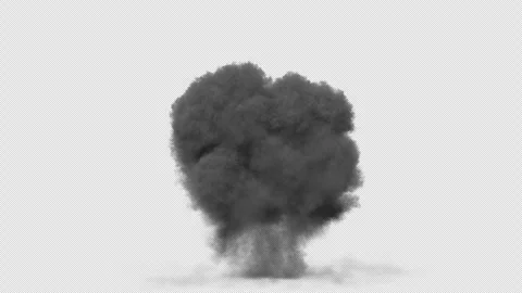 Explosion Effect With Dense Smoke and Bright Fire Igniting From Base on Stock Footage 335925609