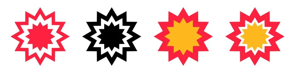 Explosion effect icon set. Impact and bombing. Vector. Ilustración de archivo