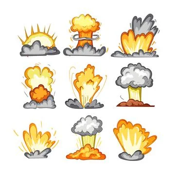 Explosion effect set cartoon vector illustration イラスト素材