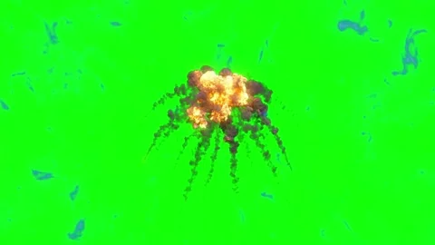 Explosion effects on green screen background Stock Footage 337819030