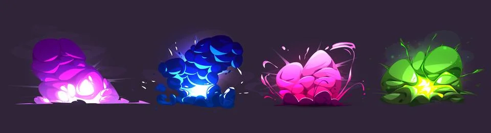 Explosion effects set isolated on background Stock Illustration