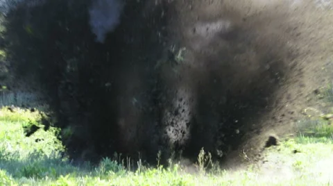 Explosion. The explosion throws the soil. Video stock 41733348