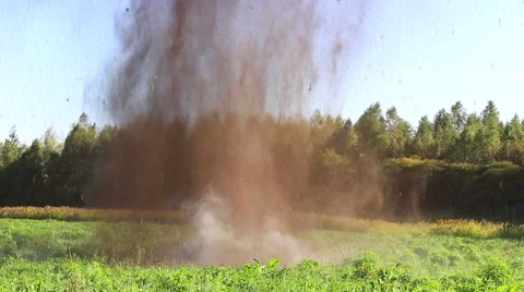 Explosion. The explosion throws the soil. Video stock 41733931