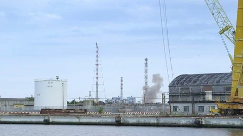 Explosion of a factory chimney Stock Footage 78004481