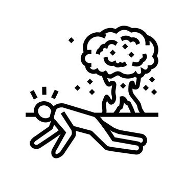 Explosion fall man accident line icon vector illustration Stock Illustration