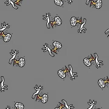 Explosion fall man accident vector seamless pattern Illustrazione stock