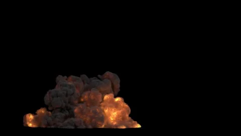 Explosion with a fast blast and black fire isolated with an alpha channel Stock Footage 255636684