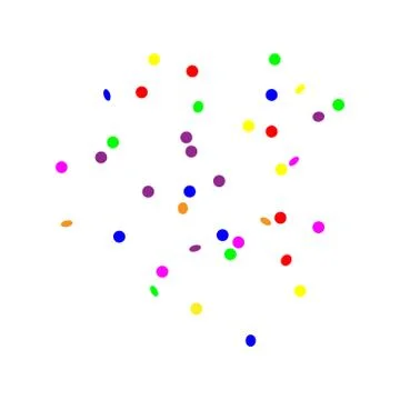 An explosion of festive round confetti. Many falling carnival confetti イラスト素材