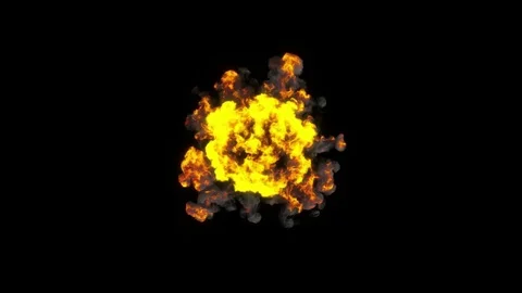 Explosion with fire and black smoke Stock Footage 82525308