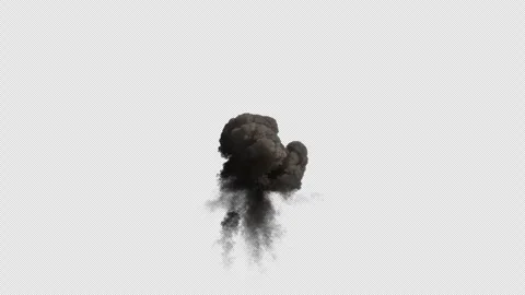 Explosion With Fire and Dense Smoke on Transparent Background Stock Footage 335925596