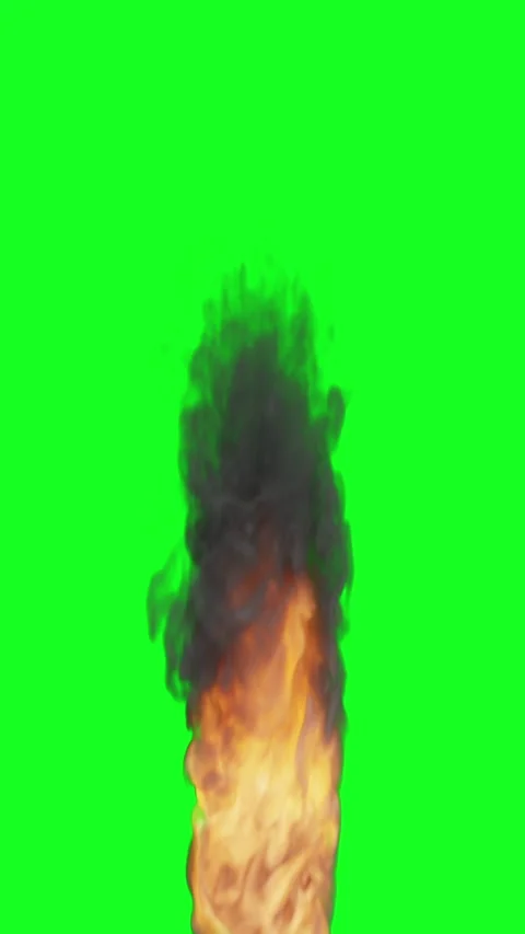 Explosion fire and smoke column on green screen Stock Footage 345202533