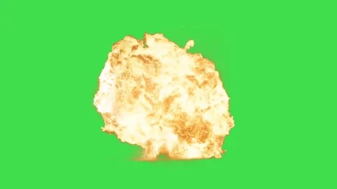 Explosion with fire and smoke effect on green screen for action movie vfx Stock Footage 329964900