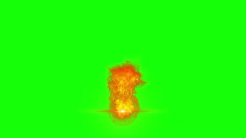 Explosion with fire and smoke on green screen background Stock Footage 337464446