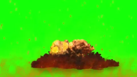 Explosion with fire and smoke on green screen background for visual effects Stock Footage 343807319