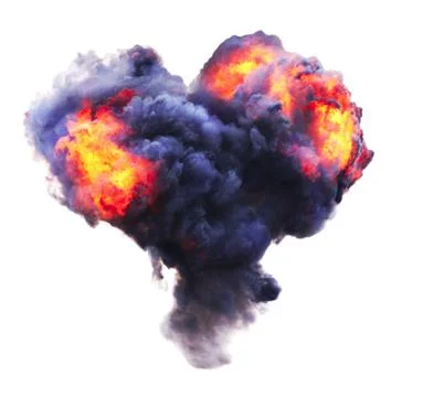 Explosion with fire and smoke Stock Photos