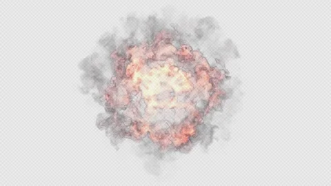 Explosion with fire and smoke on transparent background Stock-Footage 313497430