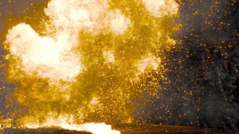 Explosion Fire Blast Impact Overlay VFX – Cinematic Camera Hit Flame Effect Stock Footage 330027549