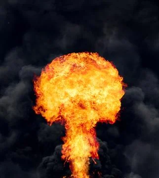 Explosion - fire mushroom. Mushroom cloud fireball from an explosion. Nuclear Stock Photos