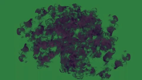 An explosion of fire on pile black smoke bunch flowers lot dots isolated on Stock-Footage 336849630