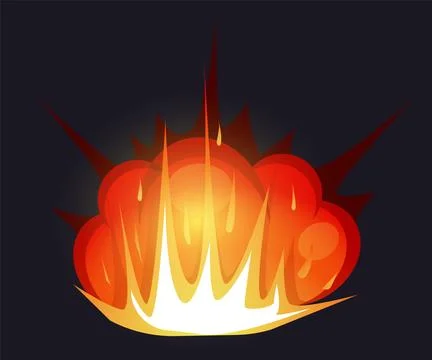 Explosion. Fire, red blaze, explode weapon. Comic atomic damage military attack Stock Illustration