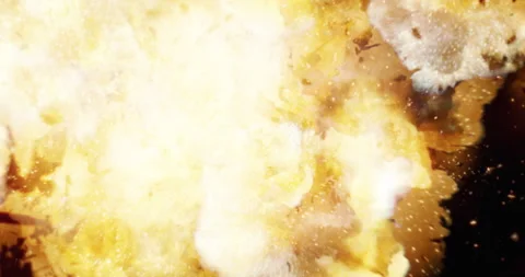 Explosion with fire shockwave and scattering debris pieces. Stock Footage 317238358