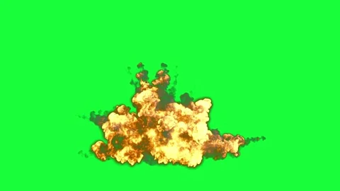 Explosion fire smoke effect on green screen background visual effects renderi Stock Footage 336008186