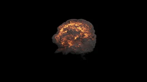 Explosion Fireball with Smoke on Black Background with Luma Matte Stock-Footage 347741348