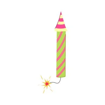 Explosion firework rocket cartoon vector illustration Stock Illustration