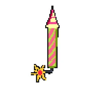 Explosion firework rocket pixel art vector illustration Illustrazione stock