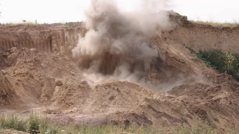 Explosion with flames, smoke, realistic fire, time bomb, timer counting down to Stock Footage 203918221
