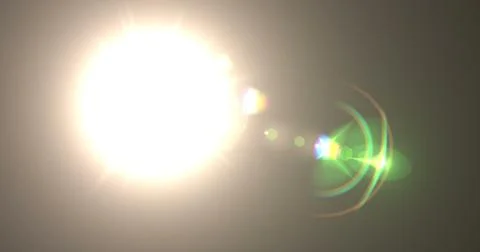 Explosion of the flash light in the lens. Lamp rays lighting in dynamic. Bright Stock Photos