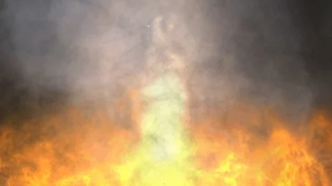 Explosion, fragments, fire and black smoke Stock Footage 78526061