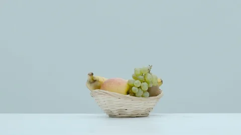 Explosion of a fruit basket, Ultra Slow Motion Stock Footage 86578404