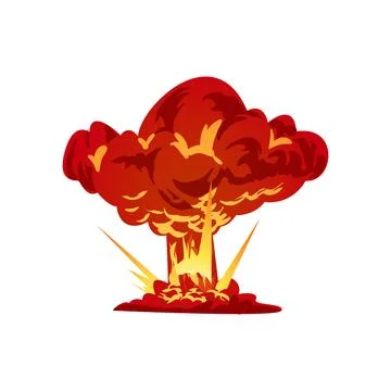 Explosion game effect with fire clouds and smoke. イラスト素材