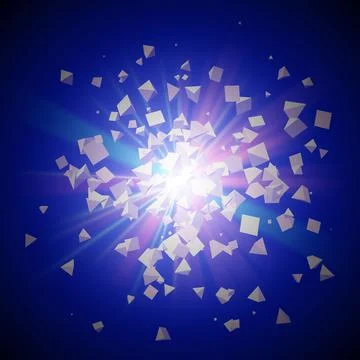 Explosion of geometric shapes in space. Vector illustration. Back background  Stock Illustration