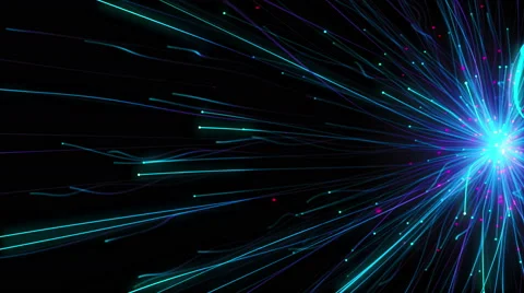 Explosion of glowing particles with colorful trails Stock Footage 66450861