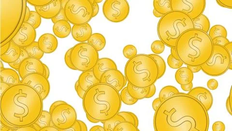 Explosion of gold coins on a white background, isolated Stock Illustration