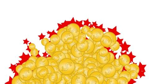 Explosion of gold coins on a white background, isolated Stock Illustration