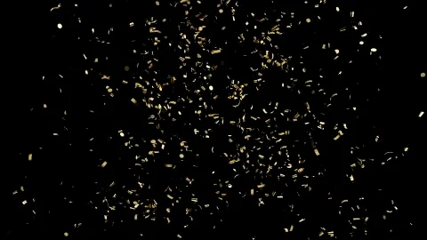 Explosion of gold confetti on an black background 스톡 일러스트