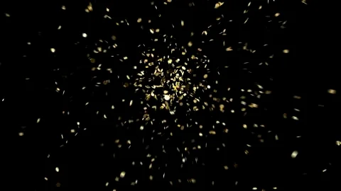 Explosion of gold confetti on an black background Stockillustratie
