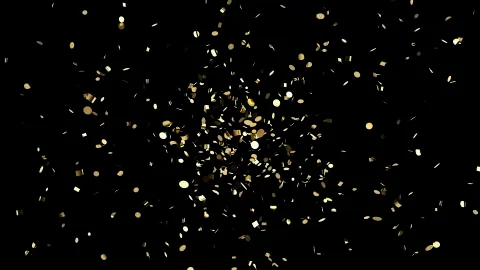 Explosion of gold confetti on an black background 스톡 일러스트