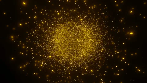 Explosion of gold particles on a black background. The Big Bang Theory. Stock Footage 130939819