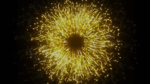 Explosion of gold particles on a black background, firework animation Stock-Footage 135263233